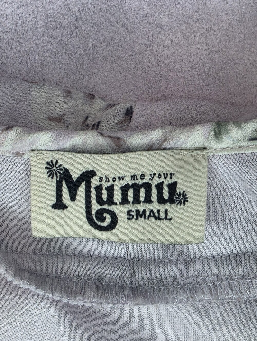 Show Me Your Mumu Lilac Floral Ruffle Strap Mini Dress, Small - Picture 7 of 8